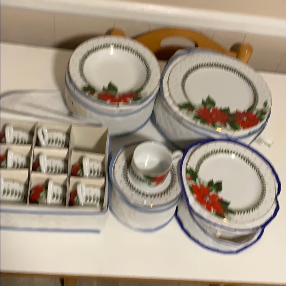 American Atelier poinsettias Christmas China